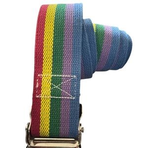 Vintage POSEY belt Multicolor Canvas Belt with Silver Buckle